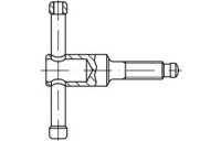 1 Stück, DIN 6306 5.8 Form D brüniert Knebelschrauben mit losem Knebel, ohne Druckstück - Abmessung: DM 12 x 60