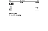 10 Stück, DIN 6311 Stahl Form S Druckstücke, mit Sprengring - Abmessung: S 16 M 8