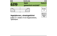 10 Stück, DIN 6319 Stahl Form D galvanisch verzinkt Kegelpfannen, einsatzgehärtet - Abmessung: D 23,2x36x 7,5