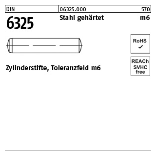 1000 Stück, DIN 6325 Stahl, gehärtet m6 Zylinderstifte, Toleranzfeld m6 - Abmessung: 2 m6 x 16