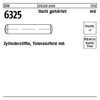 100 Stück, DIN 6325 Stahl, gehärtet m6 Zylinderstifte, Toleranzfeld m6 - Abmessung: 10 m6 x 16