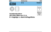 25 Stück, DIN 6330 A 4 Form B Sechskantmuttern m. einer Höhe von 1,5d mit kugeliger und ebener Auflagefläche - Abmessung: BM 6 SW 10