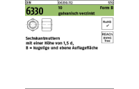 50 Stück, DIN 6330 10 Form B galvanisch verzinkt Sechskantmuttern m. einer Höhe von 1,5d mit kugeliger und ebener Auflagefläche - Abmessung: BM 10 SW 16