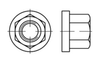 10 Stück, DIN 6331 10 Sechskantmuttern mit Bund, mit einer Höhe von 1,5d - Abmessung: M 16 SW 24