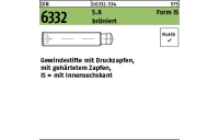 10 Stück, DIN 6332 5.8 Form IS brüniert Gewindestifte mit Druckzapfen, mit gehärtetem Zapfen, mit Innensechskant - Abmessung: IS M 6 x 35