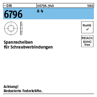 100 Stück, ~DIN 6796 A 4 Spannscheiben für Schraubenverbindungen - Abmessung: 8 x 18 x 2