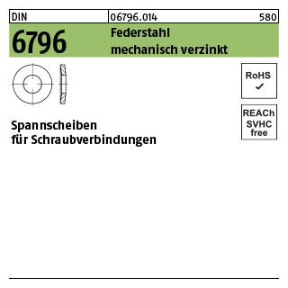 250 Stück, DIN 6796 Federstahl mechanisch verzinkt Spannscheiben für Schraubenverbindungen - Abmessung: 12 x 29 x 3