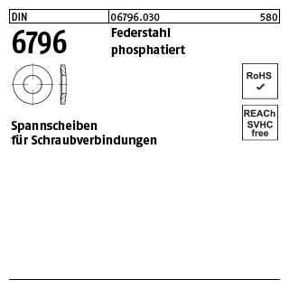 100 Stück, DIN 6796 Federstahl phosphatiert Spannscheiben für Schraubenverbindungen - Abmessung: 16 x 39 x 4