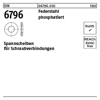 100 Stück, DIN 6796 Federstahl phosphatiert Spannscheiben für Schraubenverbindungen - Abmessung: 22 x 49 x 5,5