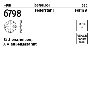 2000 Stück, ~DIN 6798 Federstahl Form A Fächerscheiben, außengezahnt - Abmessung: A 8,4