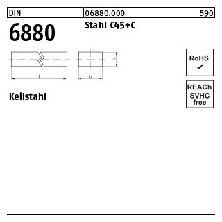 1 Stück, DIN 6880 Stahl C45+C Keilstahl - Abmessung: 25 x 14 x 1000