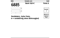 100 Stück, DIN 6885 Stahl C45+C Form A Passfedern, hohe Form, rundstirnig ohne Bohrung(en) - Abmessung: A 4 x 4 x 16