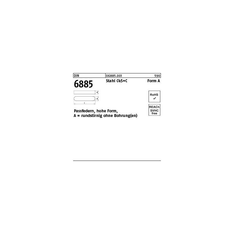 Passfeder Sortiment DIN 6885 C45K A3 - A4 Stahl blank 108-tlg Form A