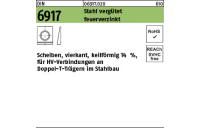 1 Stück, DIN 6917 Stahl vergütet feuerverzinkt Scheiben, vierkant, keilförmig 14%, für HV-verbindung an Doppel-T-Trägern - Abmessung: 13