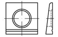1 Stück, DIN 6917 Stahl vergütet Scheiben, vierkant, keilförmig 14%, für HV-verbindung an Doppel-T-Trägern - Abmessung: 17