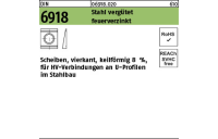 1 Stück, DIN 6918 Stahl vergütet feuerverzinkt Scheiben, vierkant, keilförmig 8%, für HV-verbindungen an U-Profilen - Abmessung: 25