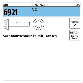 200 Stück, DIN 6921 A 2 Sechskantschrauben mit Flansch - Abmessung: M 5 x 12