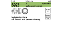 1000 Stück, ~DIN 6923 8 Sperrzahn galvanisch verzinkt Sechskantmuttern mit Sperrverzahnung und Flansch - Abmessung: M 4