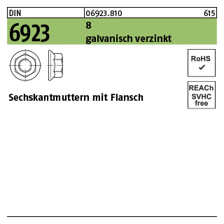 DIN 6923 6kt. Mutter m. Flansch, 8 M 12 gal Zn