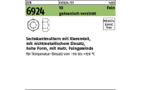 100 Stück, DIN 6924 10 Fein galvanisch verzinkt Sechskantmuttern mit Klemmteil, nichtmet. Einsatz, hohe Form, Feingew. - Abmessung: M 10 x 1