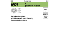 100 Stück, DIN 6927 8 galvanisch verzinkt Sechskantmuttern mit Klemmteil und Flansch (Ganzmetallmuttern) - Abmessung: M 5