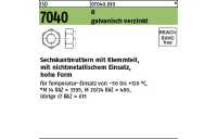 100 Stück, ISO 7040 8 galvanisch verzinkt Sechskantmuttern mit Klemmteil, mit nichtmetallischem Einsatz, hohe Form - Abmessung: M 12