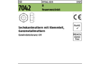 100 Stück, ISO 7042 8 feuerverzinkt Sechskantmuttern mit Klemmteil, Ganzmetallmuttern - Abmessung: M 5