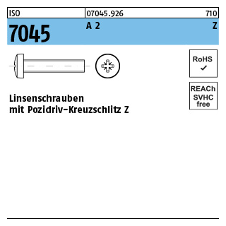 1000 Stück, ISO 7045 A 2 Z Linsenschrauben mit Pozidriv-Kreuzschlitz Z - Abmessung: M 1,6 x 3 -Z