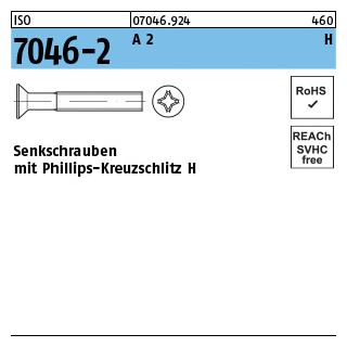 2000 Stück, ISO 7046-2 A 2 H Senkschrauben mit Phillips-Kreuzschlitz H - Abmessung: M 1,6 x 3 -H