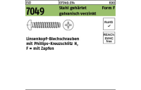 2000 Stück, ISO 7049 Stahl, geh. Form F galvanisch verzinkt Linsenkopf-Blechschrauben mit Zapfen, mit Phillips-Kreuzschlitz H - Abmessung: F 2,2 x 4,5-H