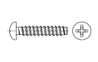 2000 Stück, ISO 7049 Stahl, geh. Form F galvanisch verzinkt Linsenkopf-Blechschrauben mit Zapfen, mit Phillips-Kreuzschlitz H - Abmessung: F 2,2 x 4,5-H