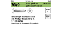 2000 Stück, ISO 7049 Stahl, geh. Form C-H galvanisch verzinkt Linsenkopf-Blechschrauben mit Spitze, mit Phillips-Kreuzschlitz H - Abmessung: C2,2 x 4,5-H