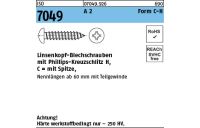 100 Stück, ISO 7049 A 2 Form C-H Linsenkopf-Blechschrauben mit Spitze, mit Phillips-Kreuzschlitz H - Abmessung: C 3,9 x 38 -H