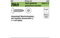 100 Stück, ISO 7049 Stahl, geh. Form C-Z galvanisch verzinkt Linsenkopf-Blechschrauben mit Spitze, mit Pozidriv-Kreuzschlitz Z - Abmessung: 4,2x 19 -C-Z