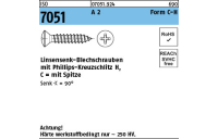 1000 Stück, ISO 7051 A 2 Form C-H Linsensenk-Blechschrauben mit Spitze, mit Phillips-Kreuzschlitz H - Abmessung: 3,5 x 32 -C-H