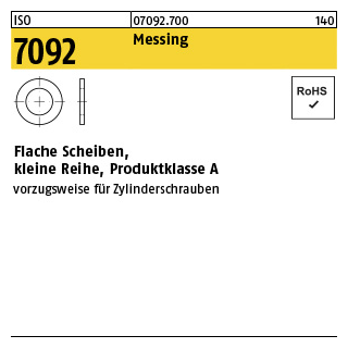 1000 Stück, ISO 7092 Messing Flache Scheiben, kleine Reihe, Produktklasse A - Abmessung: 10