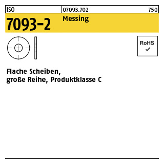 500 Stück, ISO 7093-1 Messing Flache Scheiben, große Reihe, Produktklasse C - Abmessung: 8