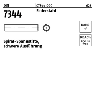 1000 Stück, DIN 7344 Federstahl Spiral-Spannstifte, schwere Ausführung - Abmessung: 2 x 8