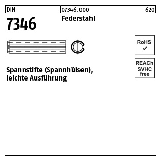 100 Stück, DIN 7346 Federstahl Spannstifte (Spannhülsen), leichte Ausführung - Abmessung: 6 x 30