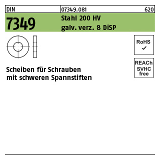 DIN 7349 Scheiben Stahl 200HV 6,4 gal Zn 8 DiSP
