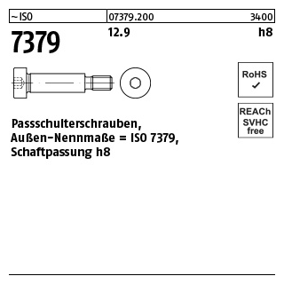 50 Stück, ~ISO 7379 12.9 h8 Pass-Schulterschrauben, Schaftpassung h8 - Abmessung: 6 - M 5 x 16