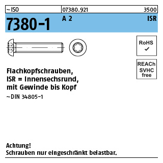 500 Stück, ~ISO 7380-1 A 2 ISR Flachkopfschrauben mit Innensechsrund - Abmessung: M 3 x 5 -T10