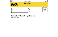 100 Stück, ISO 7434 Messing Gewindestifte mit Kegelkuppe, mit Schlitz - Abmessung: M 3 x 5