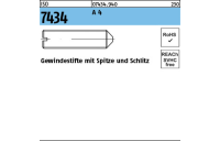 25 Stück, ISO 7434 A 4 Gewindestifte mit Spitze und Schlitz - Abmessung: M 8 x 12