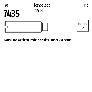 100 Stück, ISO 7435 14 H Gewindestifte mit Schlitz und Zapfen - Abmessung: M 3 x 8