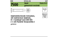 1000 Stück, DIN 7500 Stahl Form M-Z galvanisch verzinkt Gewindefurchende Schrauben, KS -Z metr. Gewinde, Senkkopf nach DIN 965 - Abmessung: MM 3 x 12 -Z