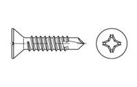 1000 Stück, DIN 7504 Stahl Form P-H galvanisch verzinkt Bohrschrauben, mit Blechschrauben-Gew., mit Senkkopf nach DIN 7982, KS -H - Abmessung: P 2,9 x 13 -H