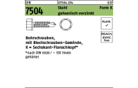 1000 Stück, DIN 7504 Stahl Form K galvanisch verzinkt Bohrschrauben, mit Blechschrauben-Gew., mit Sechskant-Flanschkopf - Abmessung: K 3,9 x 19
