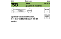 1000 Stück, DIN 7513 Stahl Form B galvanisch verzinkt Zylinder-Schneidschrauben, Kopf mit Schlitz nach DIN 84 - Abmessung: BM 5 x 10