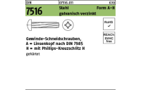 2000 Stück, DIN 7516 Stahl Form A-H galvanisch verzinkt Linsen-Schneidschrauben mit Kopf nach DIN 7985, KS -H - Abmessung: AM 4 x 12 -H